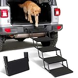 Foldable Dog Car Steps - Upgraded Non-Slip Pet Stairs for Large Dogs, Portable Metal Frame Dog Ramps for High SUV, Truck and Cars, Lightweight Pet Ladder with High Load-Bearing Capacity，Up to 350Lbs