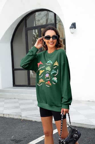 Image of BANGELY Fantastical Sweatshirt Women Cute Embroidered Fantastical Princess Sweater Family Vacation Shirt Long Sleeve Top