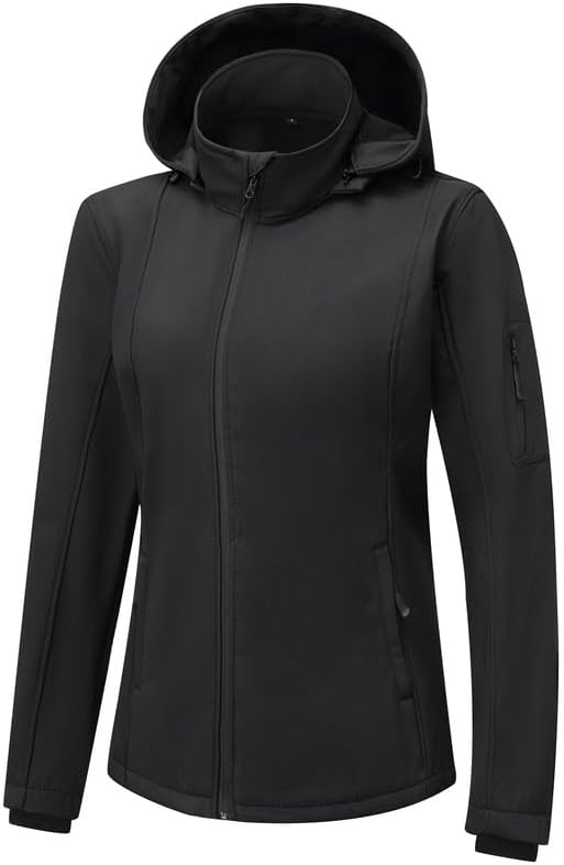 KVE Women's Softshell Jacket Light Hooded Windproof Coat Insulated Windbreaker for Outdoor Hiking - Image 3