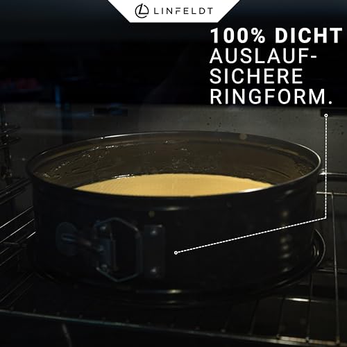 Foto von LINFELDT® Backform 26cm Springform Auslaufsicher + Antihaft - Kuchenform runde Torten und Kuchen - Springform 26 cm rund - runde Tortenform ø 26 x 8,5cm Hoch