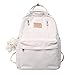 CHERSE Cute Backpack with Bear Aesthetic Accessories Kawaii stuff Y2K Backpack Preppy Shoulder Bookbag (White)