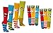 TippTexx 24 Ökotex Kinder Kniestrümpfe, handgekettelt, 6 Paar für Mädchen/Jungen, weiche Baumwolle, verschiedene Muster und Motive, Schuhgröße 19-42 (Lustige Monster, 7-8 Jahre)