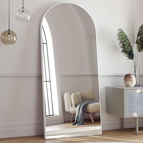 Image of Prywot Arched Full Length Mirror, 70 inchx26 inch Free Standing Floor Mirror, White