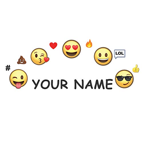 Oliver's Labels Premium Name Wall Decals - Matte Finish Personalized Wall Art for Kids' Rooms & Nurseries (Emojis)