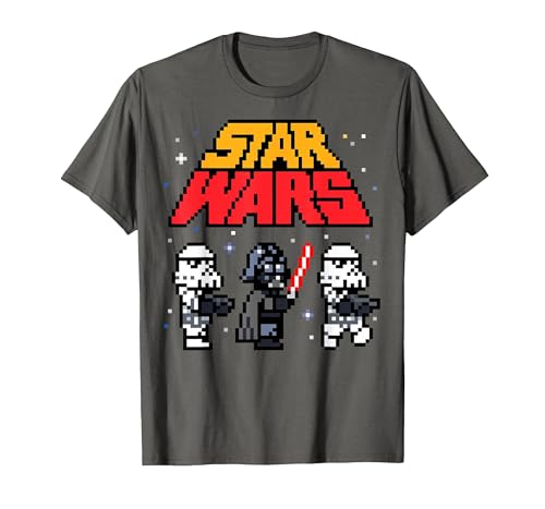 T-shirt Star Wars coton anti-déformation imprimé pixel Vador