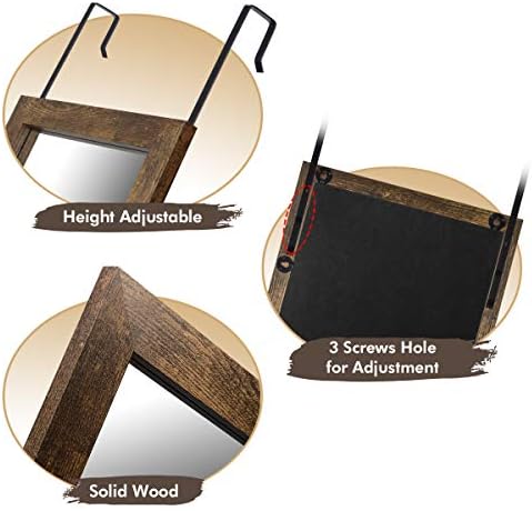 ikkle Wood Full Length Mirror, 122 x 35CM Wall Mirror with Wood Frame, Decorative Floor Full Length Door Mirror, Hanging Mirror Body Mirror for Bedroom, Floor Mirror, Wall Mirror,Rustic Frame