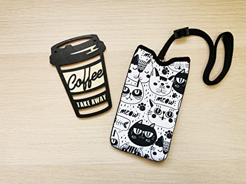Tainada Men Women Neoprene Shockproof Phone Sleeve Pouch Carrying Case Bag With Neck Lanyard, Belt Loop Holster For Iphone 14/13 Pro Max, 14 Plus, Samsung S22, A53 (Doodle Cats Pattern) #TOP2