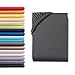 Produktbild Hometex Premium Textiles Spannbettlaken Spannbetttuch 140-160 x 200 cm, Bettlaken Jersey aus 100% Baumwolle, Matratzen bis 23-25 cm, Oeko-TEX Made IN Green, Anthrazit