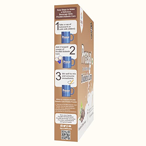 Image of Pro360 Diabetic Care Protein Powder - 200g Protein Powder for Diabetic Patients Helps in Managing Blood Sugar Level| Roasted Coffee Diabetic Care Powder with DHA & Tri-Protein