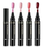 4Pcs Nail Polish Pens, 3 In 1 Gel Nail Polish Pen Set, Pink Red One Step Nail Varnish Pens, Quick Dry Nails Art Polish Pen Easy Apply for DIY Nails at Home, No Base Coat Needed, UV Lamp Required
