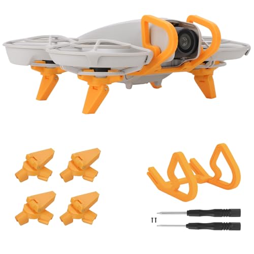 Gimbal Bumper + Folding Landing Gear for DJI Neo, Lens Guard Protector Extension Increase Legs Bracket Stand Anti-Collision Protect Bar Kit, Solid Protection for Neo Drone (Orange)