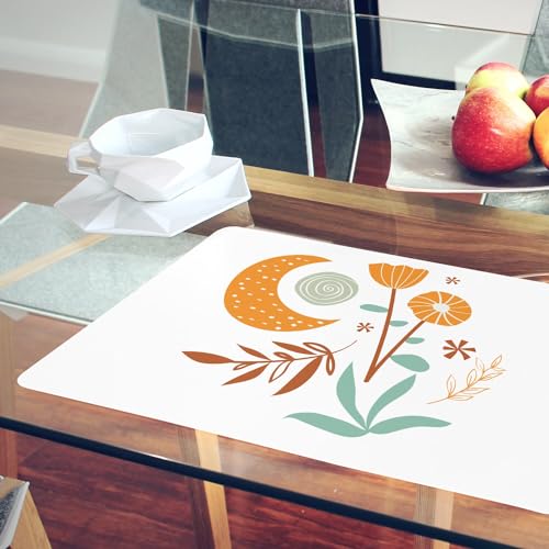 Sets de table en liège blanc 39,5x28,5 cm lot de 4 napperons fleurs boho chic