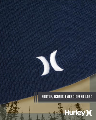 Image of Hurley Mens Beanie Icon Staples Lightweight Winter Hat | Lightweight Classic Loose Knit Fabric Delivers All-Day Warmth and Comfort for Casual Wear, Skiing or Snowboarding