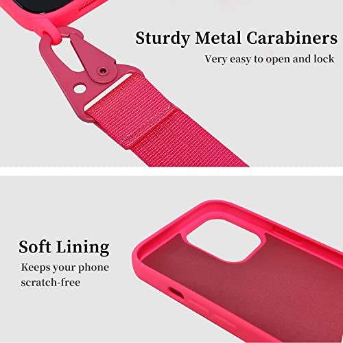 Image of Compatible with iPhone 11 Pro Max Case with Lanyard Crossbody iPhone Case with Strap Adjustable Shockproof Drop Protection Silicone Phone Cover for iPhone 11 Pro Max 6.5'' Neon Pink