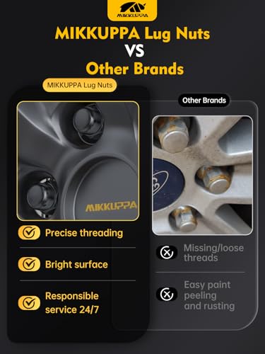 Image of MIKKUPPA 1 /2-20 Lug Nuts, 20pcs Black Zinc Finish Closed End Bulge Acorn Tire Nut Replacement for Jeep Wrangler JK Liberty Grand Cherokee, Ford Explorer Mustang Aftermarket Wheel