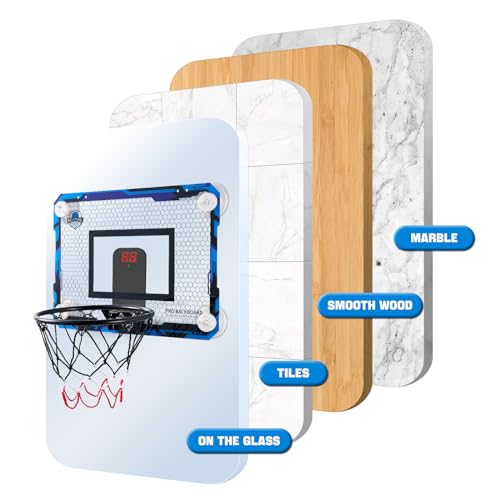 RUNBOW Indoor Mini Basketball Hoops Backboard with Powerful Suction Cups,Wall Mounted Door Basketball Hoops,Toys with Balls Gifts for Kids Boys Teens (43x30CM, Blue with Scorer) (Blue Scorer) by RUNBOW - Used condition - Image 4