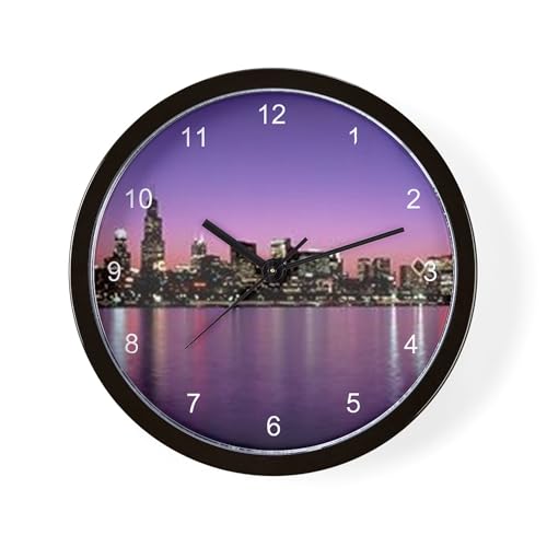 Cafe Press Chicago Nitetime Skyline 10 " photo CafePress Chicago Nitetime Skyline 10 Wall Clock for Livingroom, Kitchen, or Office