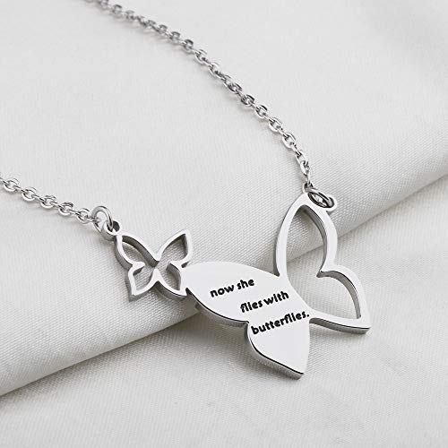 Now She Flies with Butterflies Necklace Rememberance Necklace3