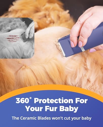 oneisall Dog Clippers & Dog Paw Trimmer 4-in-1 Cordless Grooming Kit: 2-Speed Low Noise Clippers with Rechargeable Quiet Nail Grinder for Dogs & Cats (Blue) 2