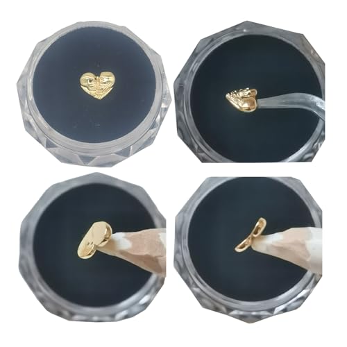 Image of Chamon Tooth Gems, 8K Gold Dental Jewelry 4-6mm, 1 Piece Teeth Gems Starter Kit with with Tweezers (Skull Heart)