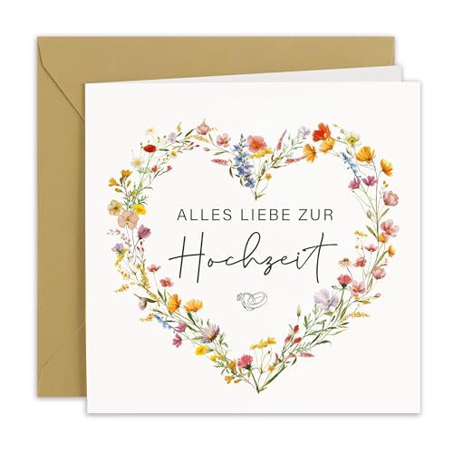 COMOOKA Hochzeitskarte Blumen Mit Umschlag Glückwunschkarten Hochzeit Karte Zur Hochzeit...