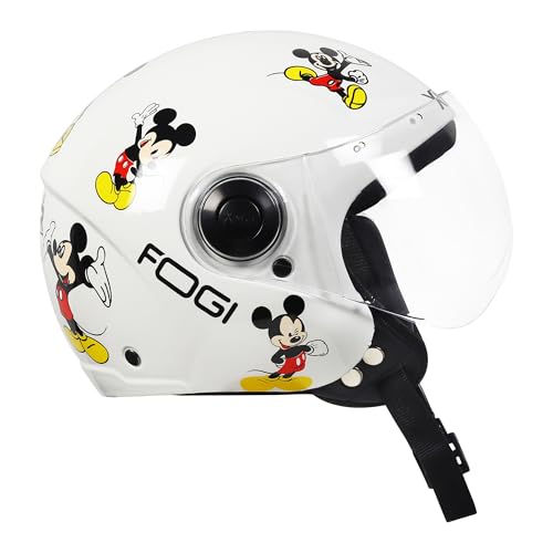 Kids Motorcycle Helmet by Xinor Fogi ISI Certified Ages 6-14 Years with Design - XS (White)