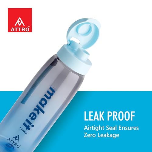 Image of ATTRO Sip Star Plastic Water Bottle - 1000ml, Blue, BPA Free, Leak-Proof, Durable Sports & Travel Bottle, Ideal for Gym, Office, School, Outdoor & Daily Use