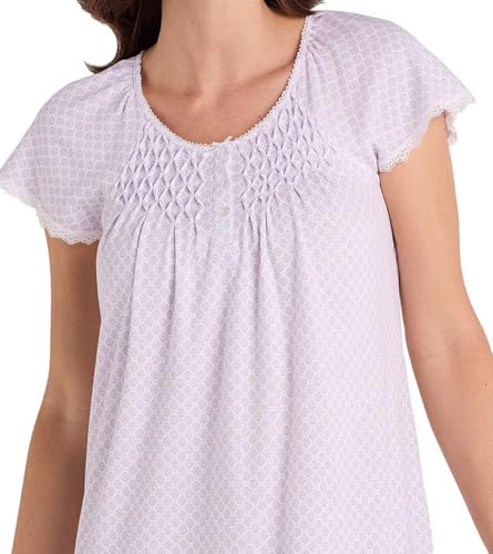 Image of Miss Elaine Short Cottonessa Nightgown, Short Sleeves and Beautiful Pattern Gown, Sleepwear & Loungewear