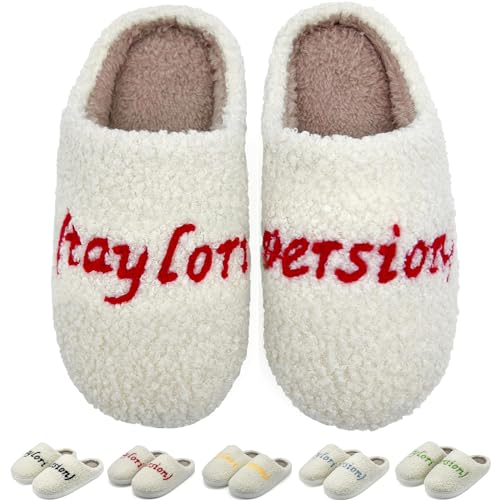 sharllen Taylors Slippers for Women Men,Cute House Slippers,Warm Plush Winter Slip on Bedroom Shoes,Indoor Comfy Fuzzy Fluffy Flat Slides