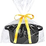 ABenkle Small Storage Basket, Mini Cute Tiny Cotton Rope Woven Basket, Boho Decorative Toy bin for Nursery, Spa, Empty Gift Baskets with Gift Bags and Ribbon- Black
