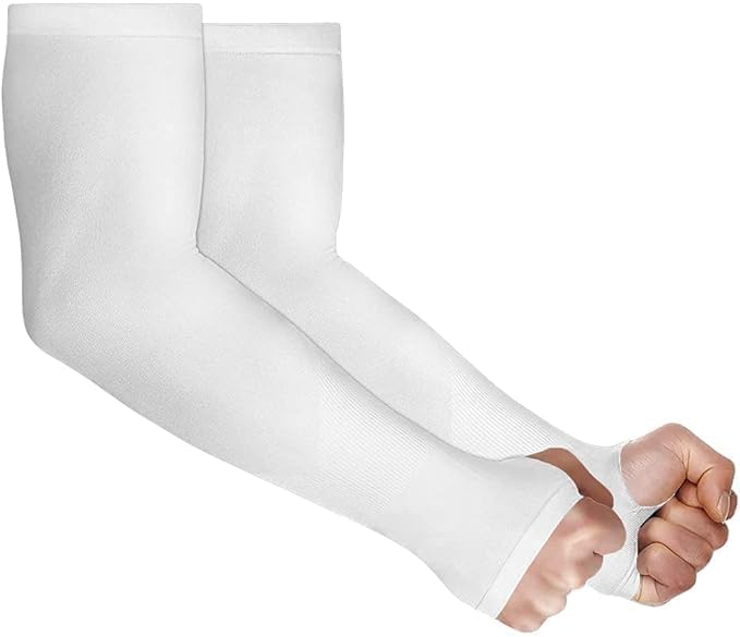 JAGMOOLYA PRODUCTS White Thumb Cut Arm Slevee Fully Stretched Skinny Fit Arm Sleeves for Hand (PACK OF-image-17