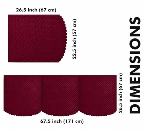 Image of Velvet Quality Raising Quilt Patterns Sofa Covers Set (Red, 5 Seater)