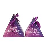 Kangsanli@ 50pcs Purple Triangular Gift Box with Starry Sky Galaxy Vintage Wedding Candy Box Wedding...