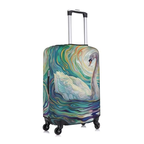 swan gracefully gliding on water Elastic Travel Luggage Cover Travel Suitcase Protective Cover3