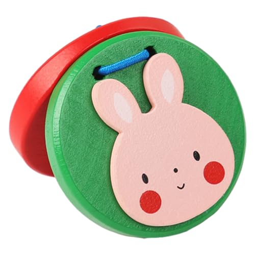 6個 カスタネット キッズ 木製指カスタネット 動物 教育楽器玩具 ハンドヘルド パーカッション楽器漫画カスタネット リズムクラス 子供おもちゃ (うさぎ)