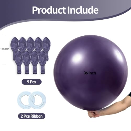 Image of KALOR Dusty Purple Giant 36 Inch 9pcs Large Latex Balloons