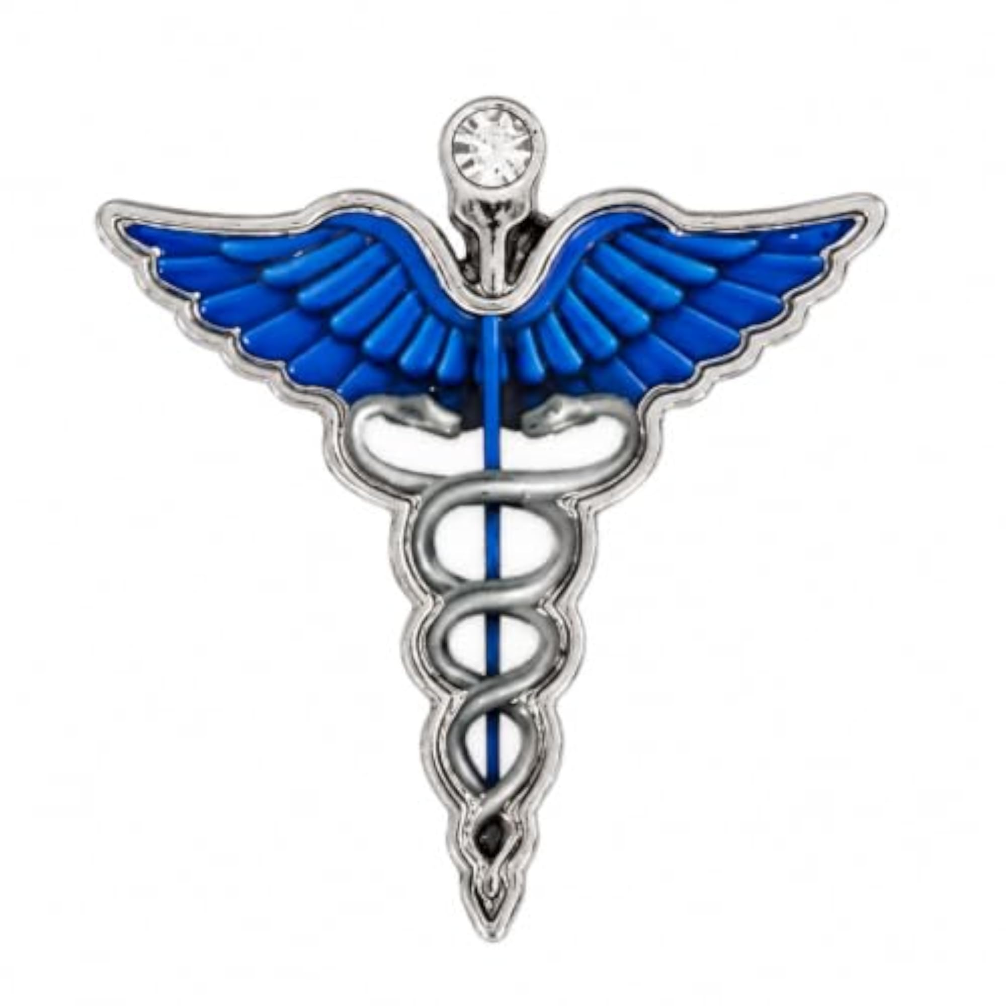Doctor Magnetic Coat Pin with Crystal Accent, Blue Emblem