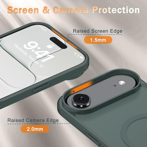 Image of YENAPOON for iPhone Air Case, Matte Magnetic Phone Cover [with 1 Screen Protector] [Support for MagSafe] [Shockproof Military Grade Protection] Translucent Frosted Back, Gray