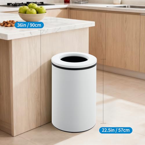 Caneca de basura acero inoxidable 40L abierta blanca miniatura 4