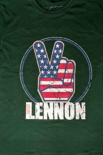 John Lennon T Shirt Peace Fingers Us Flag Logo Nouveau Officiel Unisex Vert - Les Beatles, Paul McCartney, John Lennon, RIngo Starr, George Harrison John Lennon T Shirt Peace Fingers Us Flag Logo Nouveau Officiel Unisex Vert – Image 4