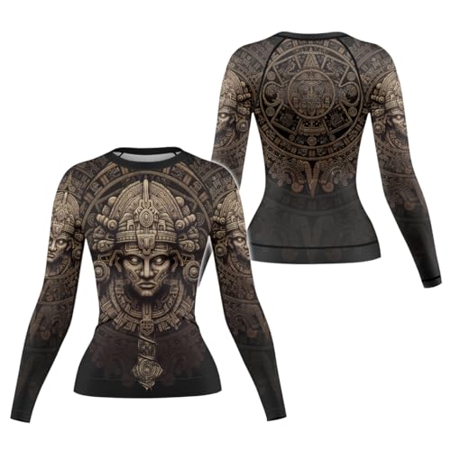 Aztec Grappling Rash Guard for Women MMA BJJ Long Sleeve Compression Shirt Training No Gi Fight Gear
