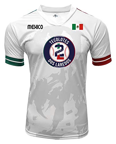 ARZA Jersey Tecolotes dos laredos Mexico Baseball 100% Polyester White/Grey_Made in Mexico (US, Alpha, Medium, Regular, Regular, White/Grey)