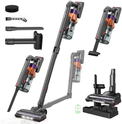 Lubluelu G30 Akku Staubsauger kabellos 55 kPa, 650 W, bürstenlos, knickbar | 2-in-1-Ladestation, selbststehend, bis 70 Min. Laufzeit, 7-stufige Filterung für Tierhaare, Hartböden u