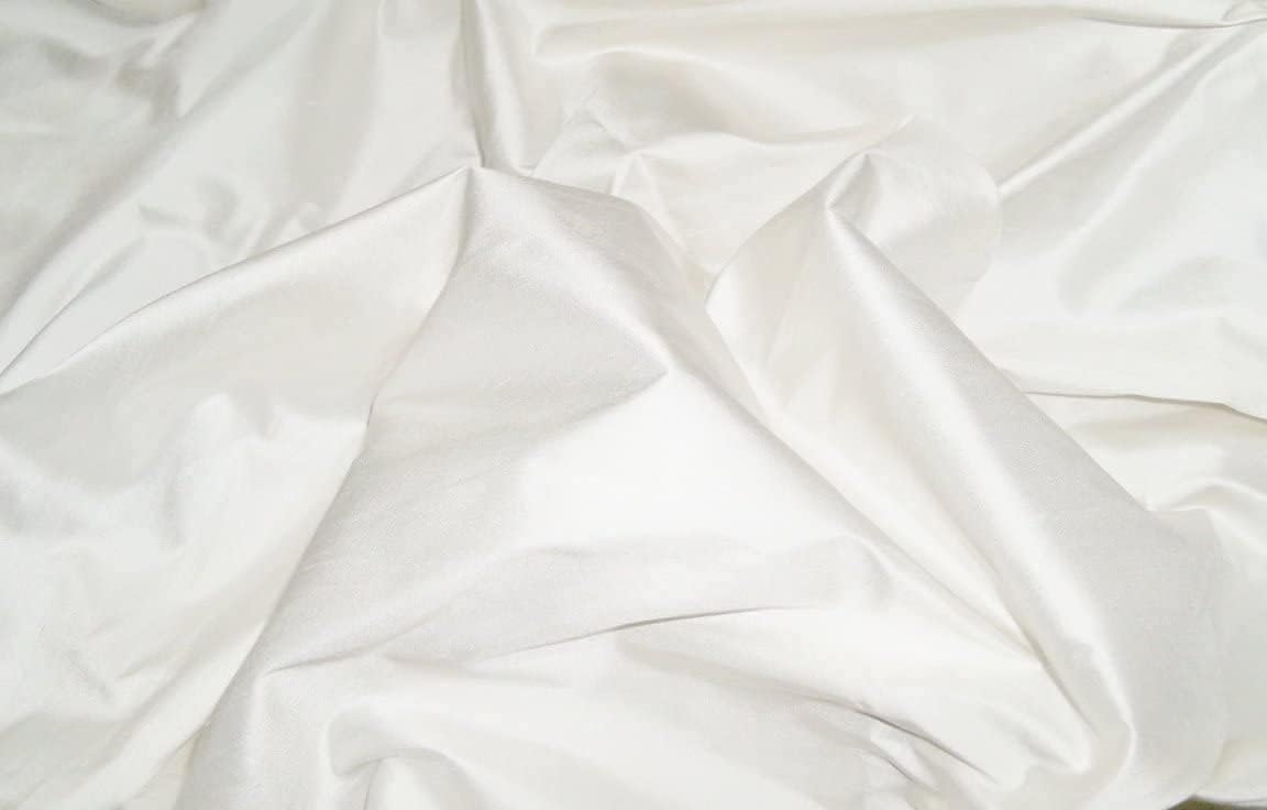 Silky Snow White 100% Silk Dupioni Fabric 60" DUP17 Sold by The Yard