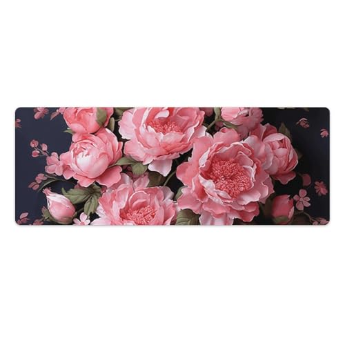 Tapis de souris de grande taille pivoine élégant sous-main d'écriture de qualité supérieure