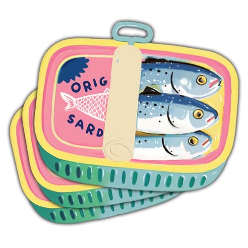 Image of 3 Pcs Kawaii Style Sardines Sticker, in Can Fish Sticker, Dark Humor Funny Bumper Die-Cut Vinyl Sticker 3 Inches for Water Bottles Laptop Phone Car Ski Helmet (Normal, 6 inch)