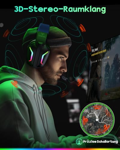 WESEARY Gaming Headset Wireless mit Mikrofon für PS5 PS4 PC Switch Handy – Ansicht 2