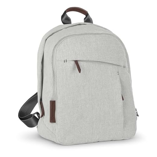 Mochila Trocador - Anthony (Chenille Branco e Cinza/Couro Castanho)