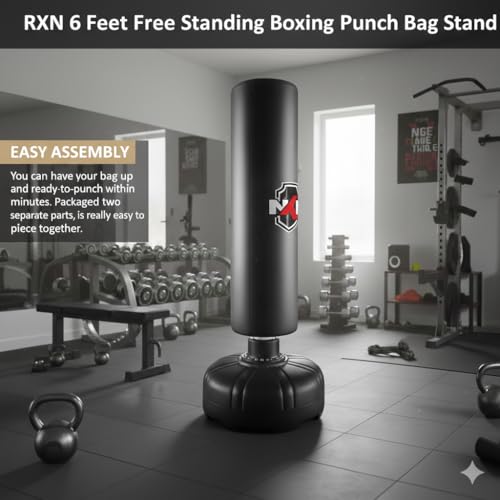 Image of RXN 6 Ft Free Standing Boxing Punch Bag for MMA, Kickboxing & Training | Speed Training | Improves Reflexes | Adjustable Height | Stable Base | Durable Construction | Boxing & MMA Training