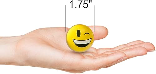 Miniatura 3 de ArtCreativity Emoticon - Juego de 12 bolas rebotantes en varios diseños de emoticonos, rebote extra alto, recuerdos de fiesta de cumpleaños de
